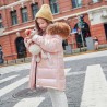 Moda - giacca lunga calda per bambini con cappuccio in pelliccia
