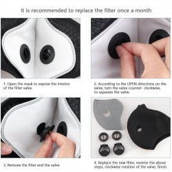 PM25 - active carbon replacement filter for mouth/face mask with double air valve - 10 pieces
