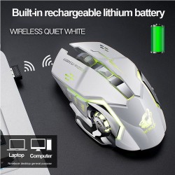 Mouse da gioco ottico senza fili - ricaricabile - silenzioso - retroilluminato a LED - ergonomico