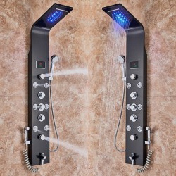 Acciaio inossidabile - cascata 6 funzioni - Pannello doccia a LED con sistema di massaggio