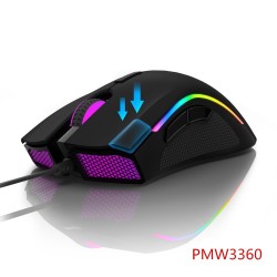 M625 - 12000 DPI - PMW3360 - mouse da gioco cablato USB - 7 pulsanti - retroilluminazione RGB - con chiave di fuoco