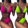 Set bikini caldo - costume da bagno - rosa - neon verde
