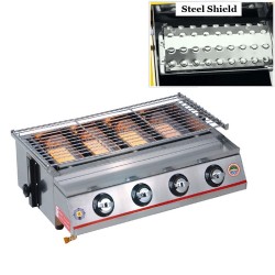 Barbecue - forno esterno - acciaio inox & vetro - LPG 4 fuochi gas