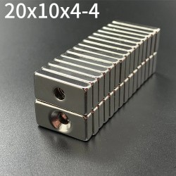 N35 magneti in neodimio - forte blocco magnete 20 * 10 * 4mm con foro 4mm - 10 pezzi