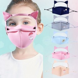 Mouth / maschera protettiva viso - scudo oculare staccabile con orecchie di gatto - riutilizzabile - per bambini