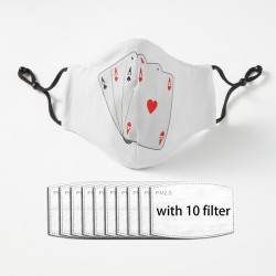 Bocca protettiva / maschera viso - PM2.5 filtri - riutilizzabili - carte da gioco assi