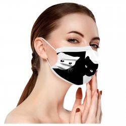 10 pezzi - bocca protettiva / maschera viso - 3-strato - monouso - stampa gatto