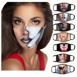 Mouth / face protective mask - reusable - cotton - printed face - 1 - 7 pieces