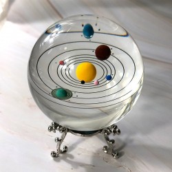 Crystal solar system ball - with base - home decoration - 80mm