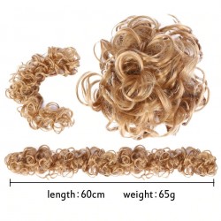 Scrunchie elastico - capelli sintetici ricci - panino - coda di cavallo - estensione dei capelli
