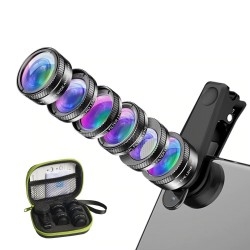 6 in 1 - lente della fotocamera del telefono universale - fisheye - angolo largo - macro - filtro CPL/Star ND32 - per smartphone