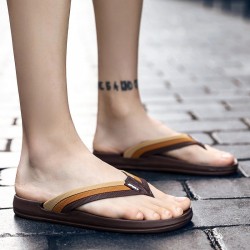 Leather slippers - flip flops - striped design