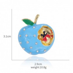 Blue bitten apple brooch - with crystal decoration