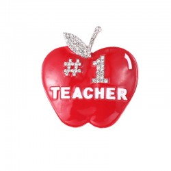 Number 1 Teacher / apple - crystal broochBrooches