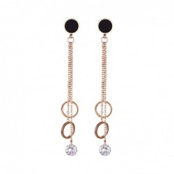 Rose gold long earrings - with crystal decoration