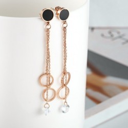 Rose gold long earrings - with crystal decorationEarrings