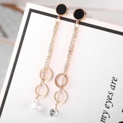 Rose gold long earrings - with crystal decorationEarrings