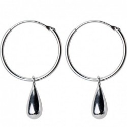 Round earrings with water drops - 925 sterling silver