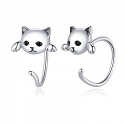 Earrings with small kitty - 925 sterling silver