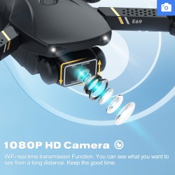 FLYHAL E69 - WIFI - FPV - 1080P HD Wide Angle Camera - Foldable - RC Drone Quadcopter - RTF