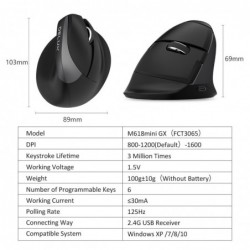 Delux M618Mini GX - 2.4GHz - wireless mouse - ergonomic - USB