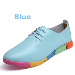 Fashionable loafers - flat shoes - with rainbow soles / laces - genuine leatherShoes