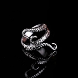 Octopus tentacle ring - titanium steel - adjustable