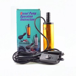 Mini electric transfer pump - for water / oil - belt filter - submersible - with car plug - 38mm - 12L/min