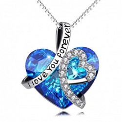 Ocean crystal heart pendant - with necklace - I Love You Forever"