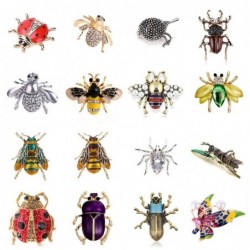 Crystal brooch with small insects - bee / ladybird / ants / bird / snail