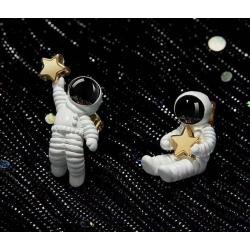 Astronauts with a star - asymmetrical earrings - pendant for necklaceEarrings