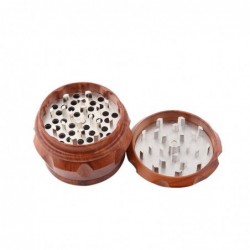 Grinder for herbs / tobacco / spices - 4 layers - with hand crank - wooden