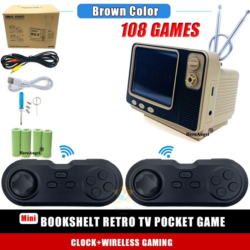GV300 - retro TV game - video game console - with 2 wireless controllers - built-in 108 games