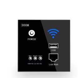 Delviz - wireless socket - Rj45 - USB - crystal glass panel - 220V - 300Mbps - wall WiFi router
