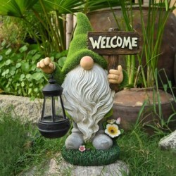 Decorative garden dwarf - with lamp - resin statue - solar - LED