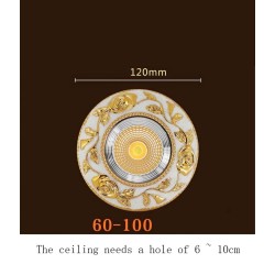 American style - luxurious gold ceiling lamp - spot light - recessed - dimmable - COB - LED - 3W / 5W / 7W