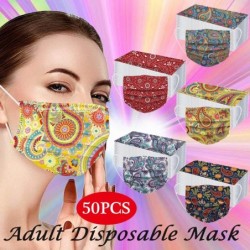 Mascherine protettive viso/bocca - monouso - 3 veli - per adulti - stampa fiori - 50 pezzi