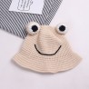 Warm knitted hat - bucket style - with toad's eyes