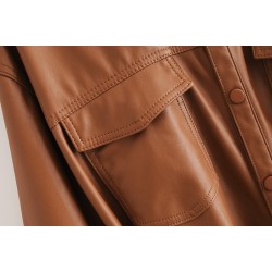 Vintage loose leather jacket - with belt