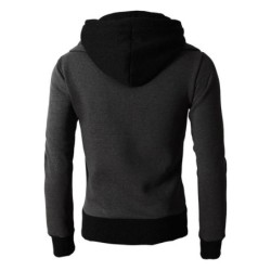 Fashionable men's hoodie - with turtleneck - long sleeves / pockets / zippers