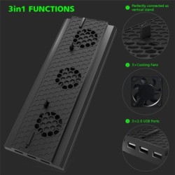 OIVO - vertical stand - holder - external cooler fan - 3 USB ports - for Xbox One X game consoleXbox One