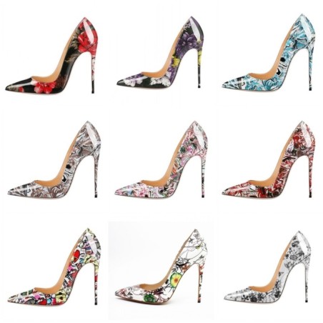 Stylish pumps with design for women - various colours - patent leather