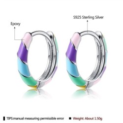 Colorful small round earrings - 925 Sterling Silver