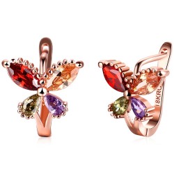 Elegant rose gold stud earrings - four color zircon - butterflies shapedEarrings