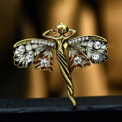 Dancing woman with crystal wings - elegant broochBrooches