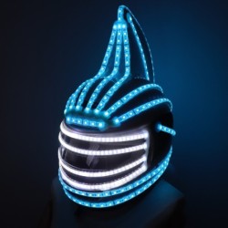 Casco da mostro - maschera a pieno facciale - luminoso - LED - RGB - per feste/Halloween/mascherate