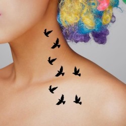 Tatuaggio temporaneo - adesivi - rimovibili - impermeabili - uccelli neri in volo