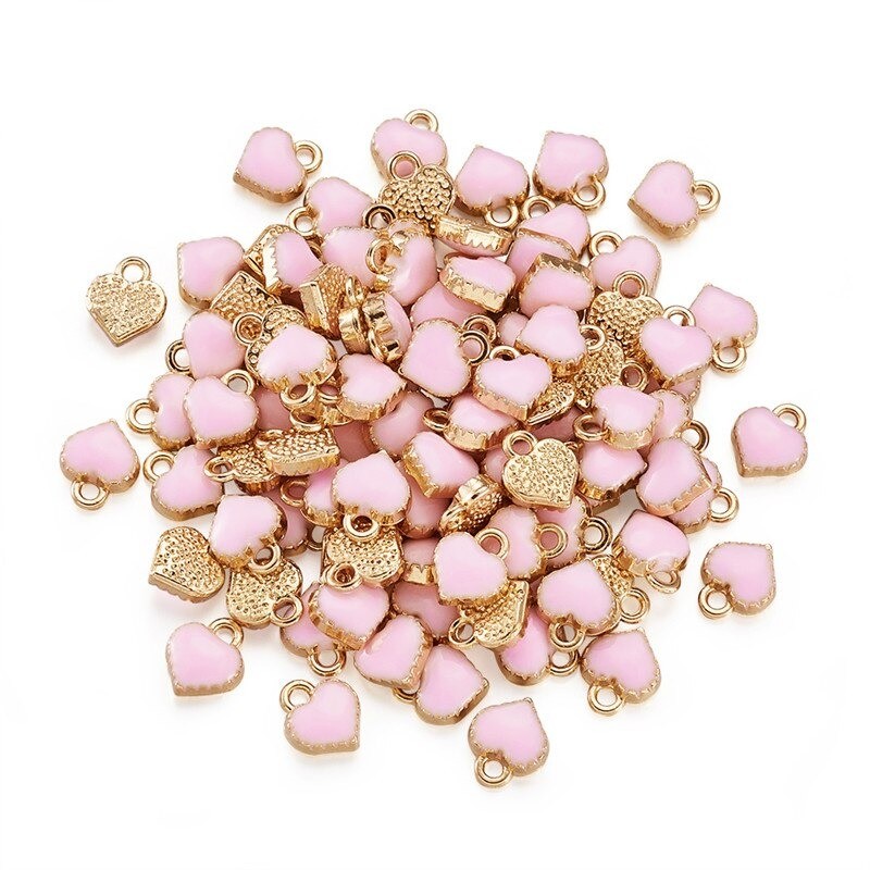 Ciondoli piccoli a forma di cuore - per la creazione di gioielli - bracciali / collane - 100 pezzi