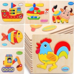 Puzzle in legno con animali dei cartoni animati - giocattolo educativo per bambini