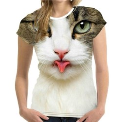 T-shirt classica manica corta - stampa gatto 3D - unisex